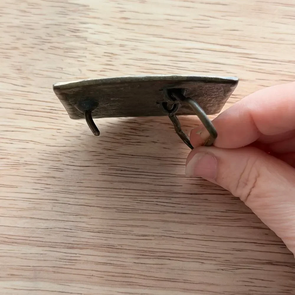 Vintage buffalo belt buckle metal brass tone 2.5x2.25 inches